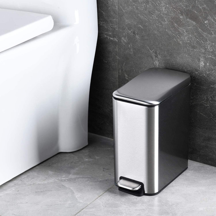 fedigorlocn Bathroom Trash Can With Lid Soft Close, Rectangular Small